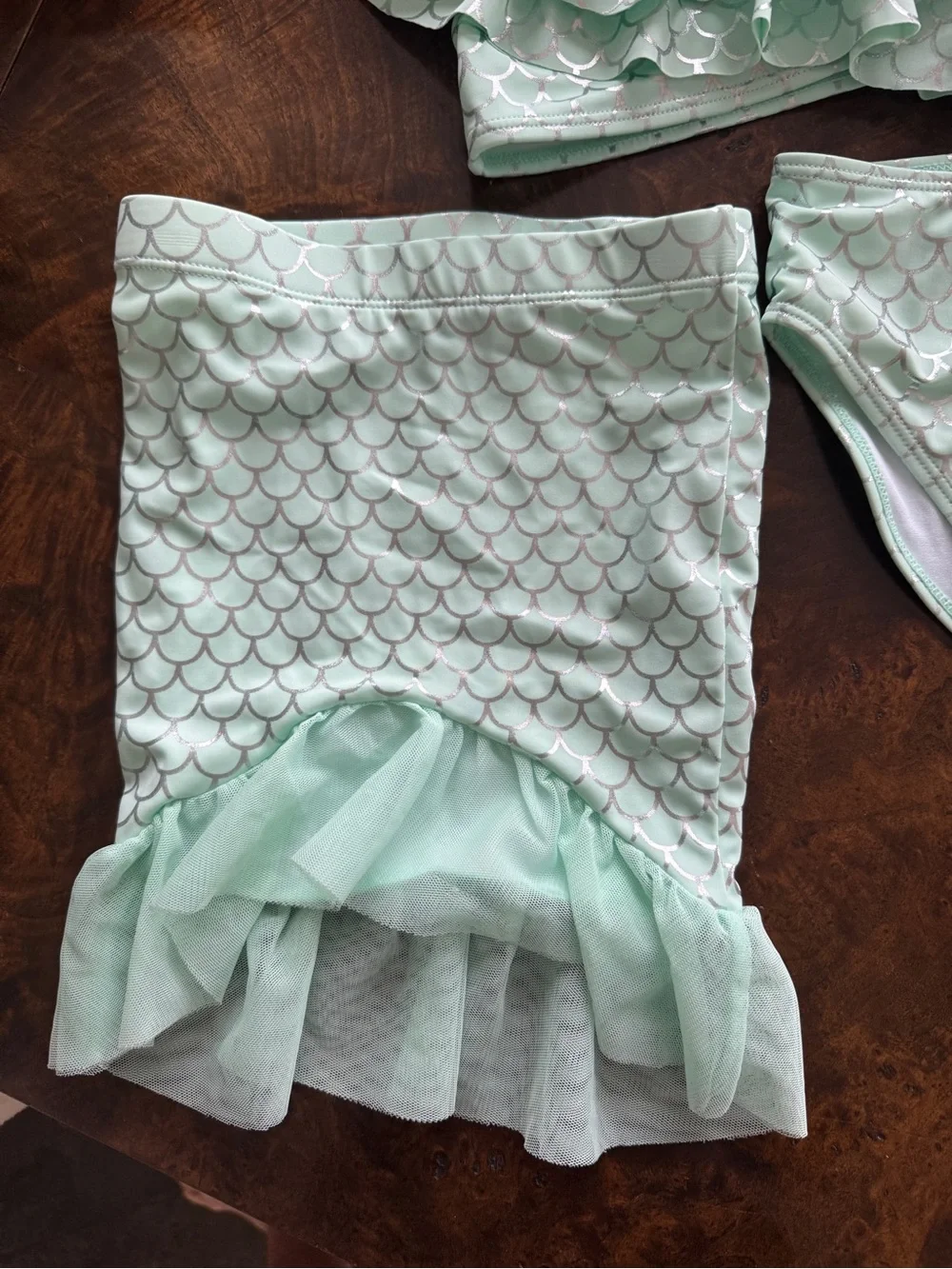 Janie and Jack Mint Mermaid Tail Bikini with Tulle Cover Up Skirt 18-24